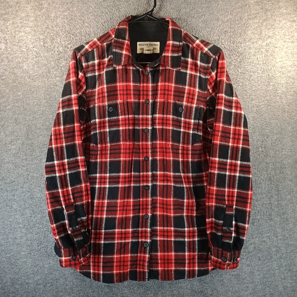 Duluth Trading‎ X Pendleton Flannel Men M Red Black Wool Long Sleeve Lumberjack
